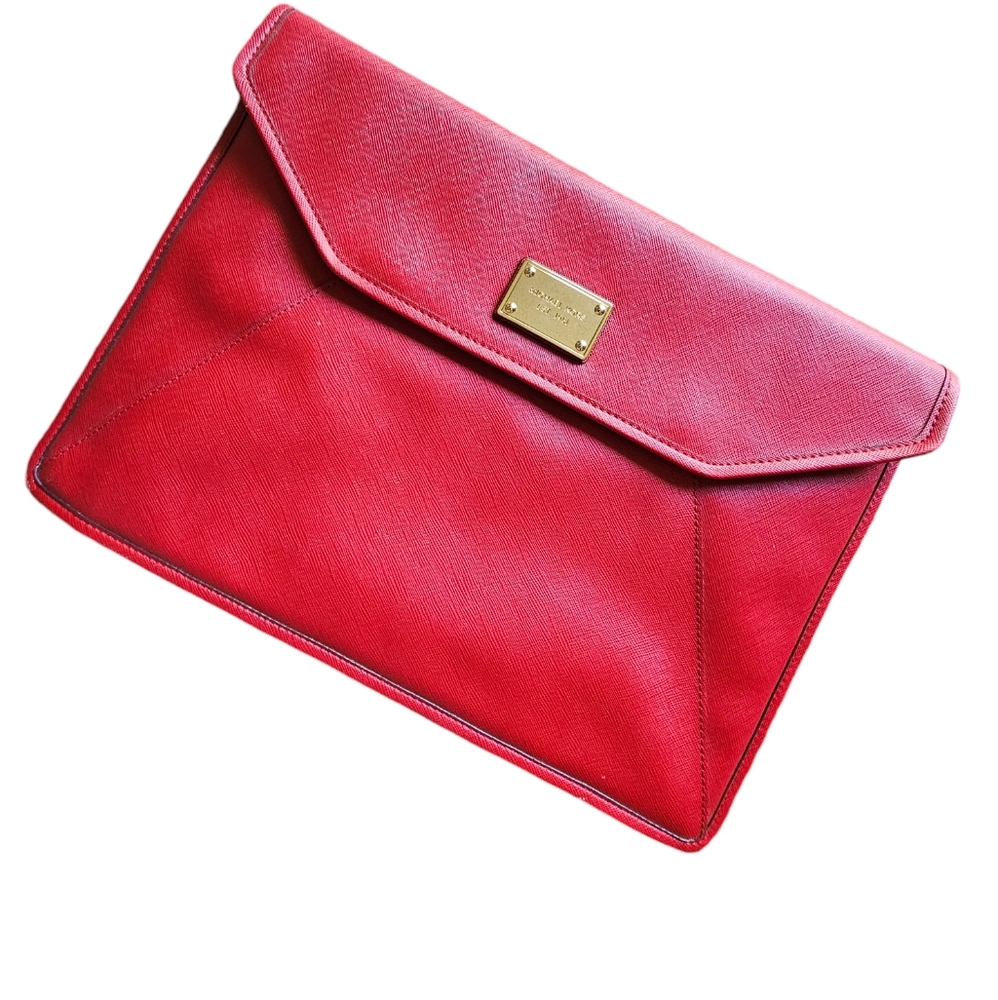 Michael Kors tablet red saffiano leather envelop shaped‎ bag